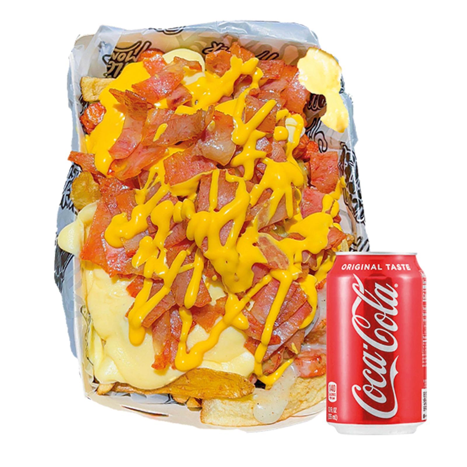 Salchipapa BaconMonster personal con bebida | Salchimonster