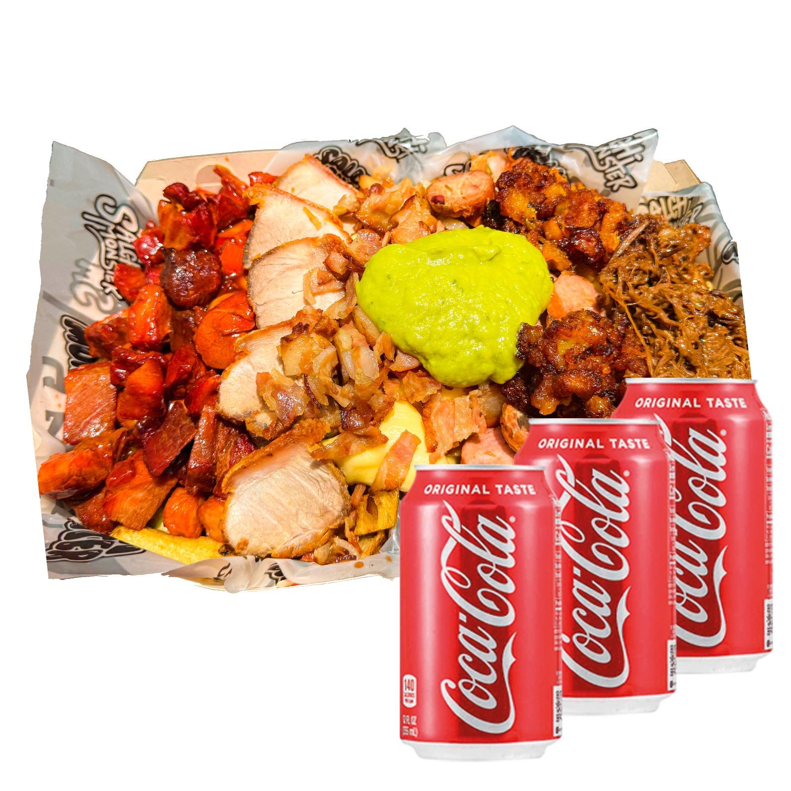 Combo Platter for 3 + 3 Sodas | Salchimonster