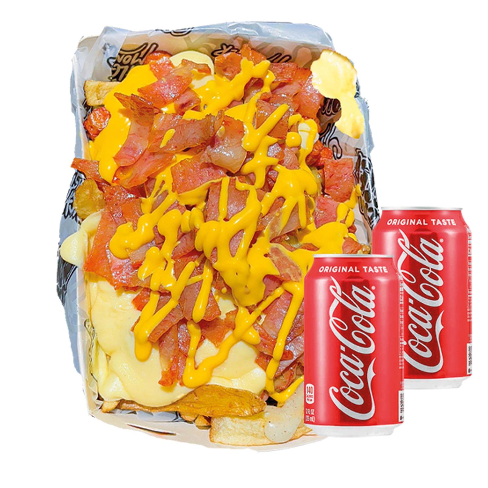 Salchipapa BaconMonster para 2 personas con bebida | Salchimonster