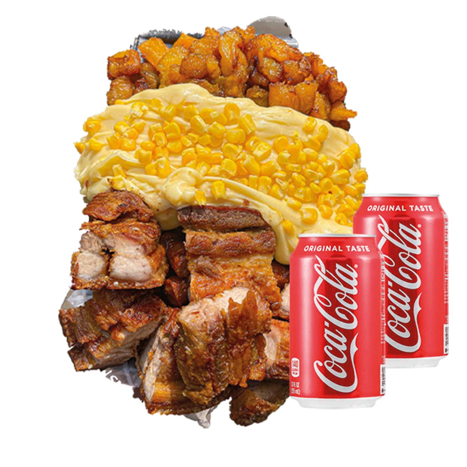 Salchipapa Chicharron Maduro para 2 personas con bebida | Salchimonster