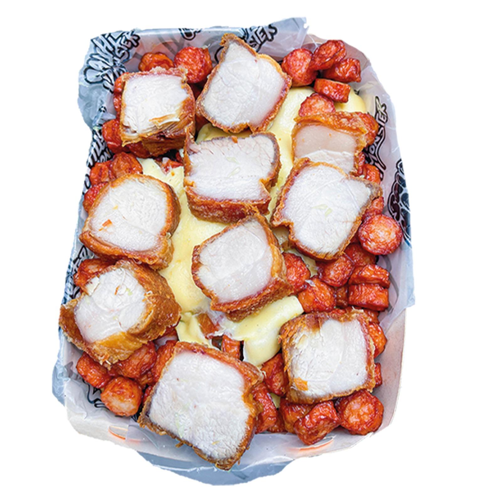 Salchipapa PorkyMonster para 2 personas papa francesa | Salchimonster